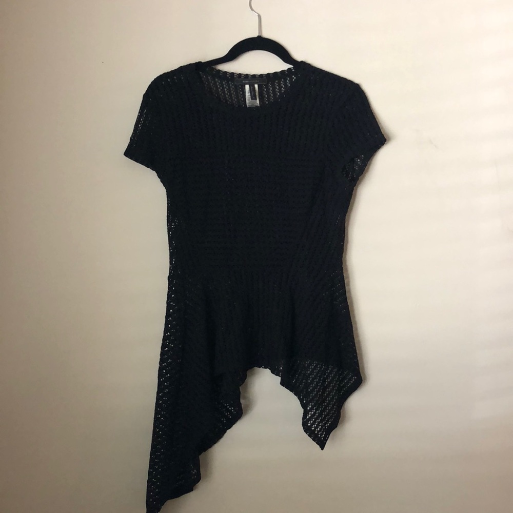 BCBG Knit short sleeve blouse, black, size M,